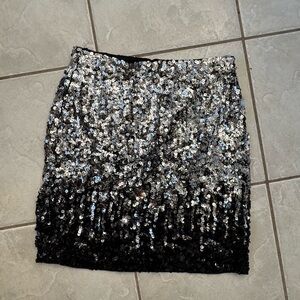 Black and Silver Sequin Mini Skirt